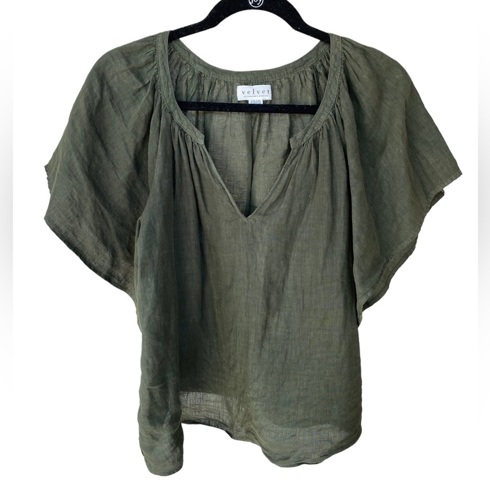 Velvet Brand Olive V Neck Blouse